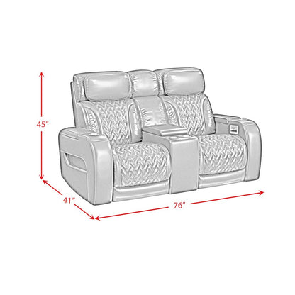 P3 Loveseat with LED, wireless charger pocket and Console in Jett Black