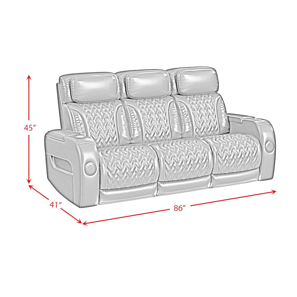 P3 Sofa with I Table, reading light, heat, massage, LED and speaker, Jett Black