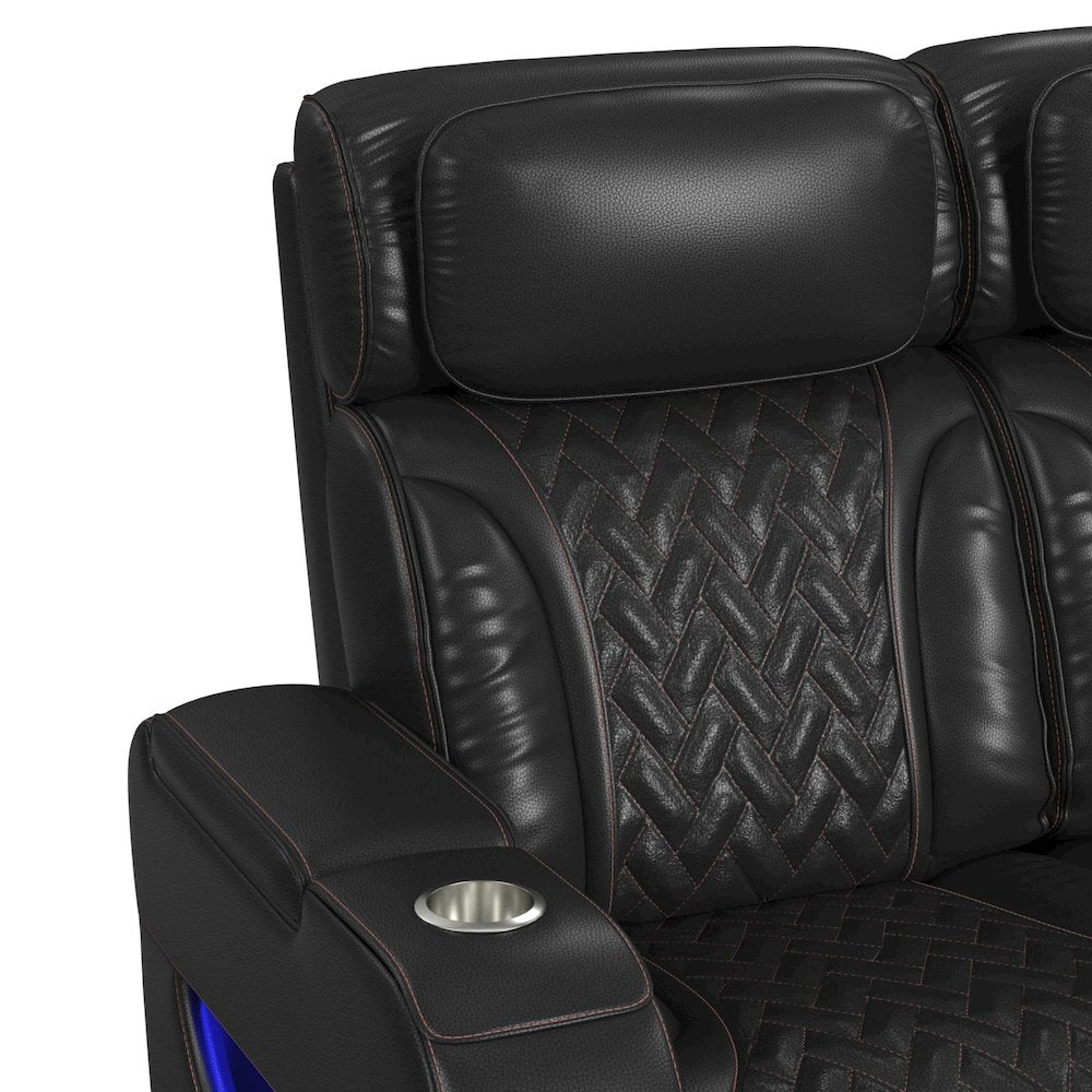 P3 Sofa with I Table, reading light, heat, massage, LED and speaker, Jett Black