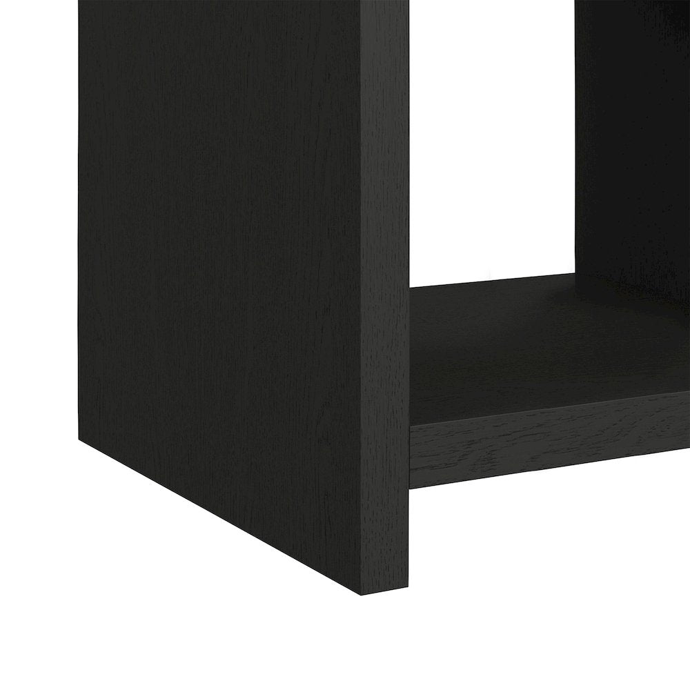 Woodridge End Table with USB in Black with Grain