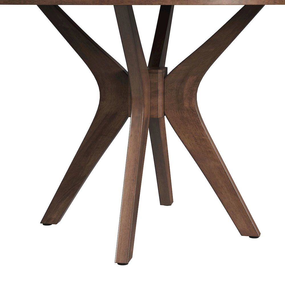 Veronica 5PC Dining Set in Walnut-Round Table and Four Denim Blue Fabric Chairs