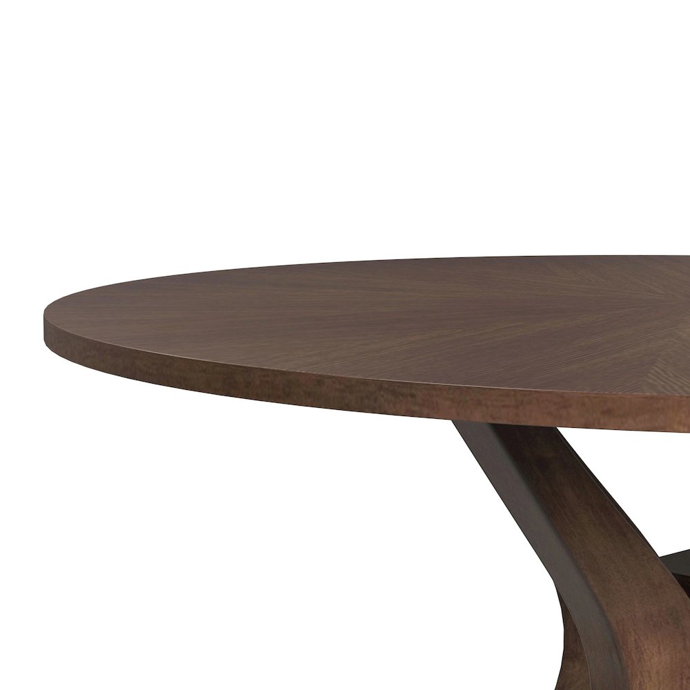 Veronica 5PC Dining Set in Walnut-Round Table and Four Denim Blue Fabric Chairs