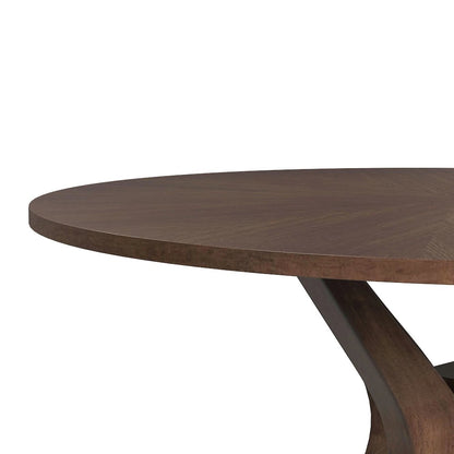 Veronica 5PC Dining Set in Walnut-Round Table and Four Denim Blue Fabric Chairs