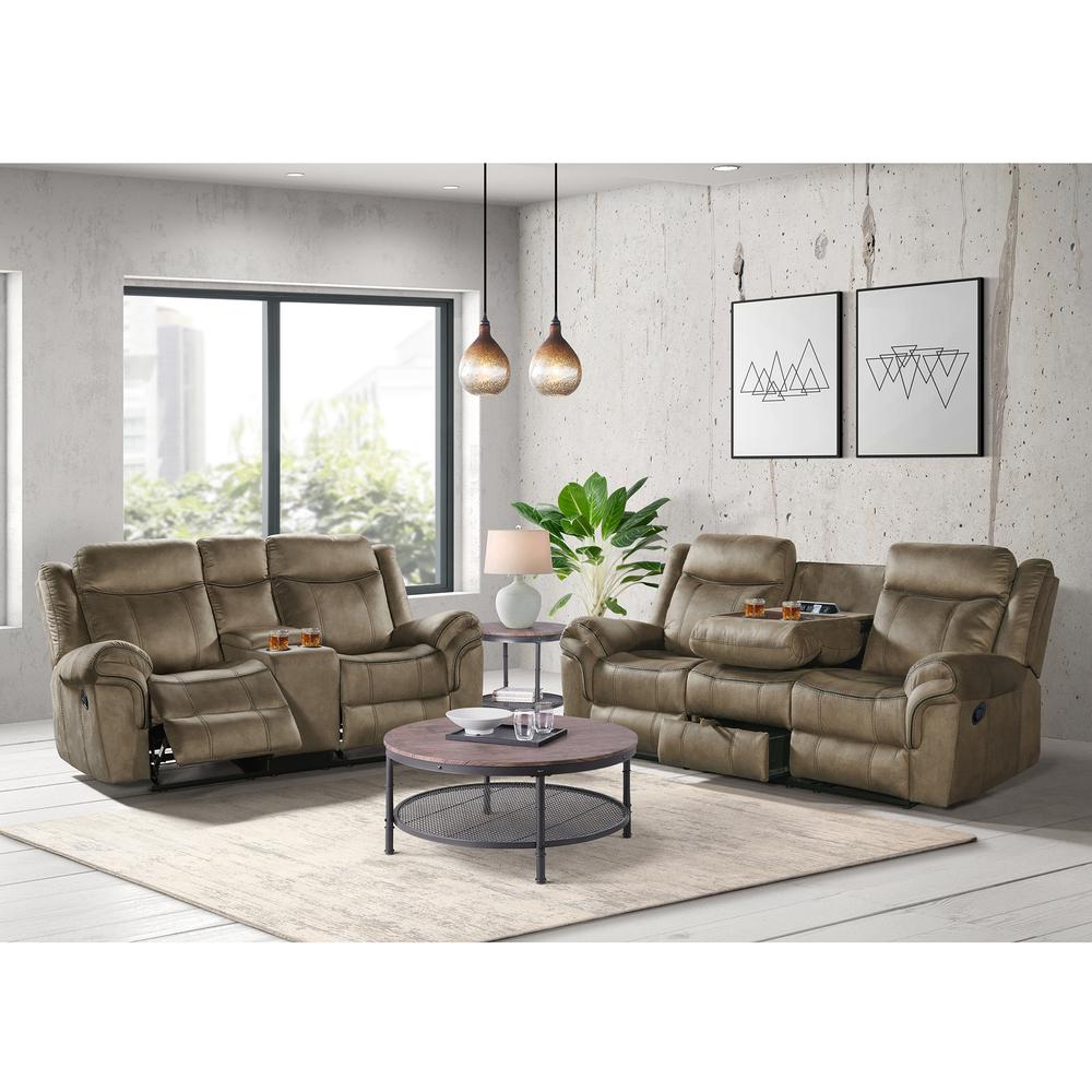 Tasso Motion Loveseat with Console in T101 Brown