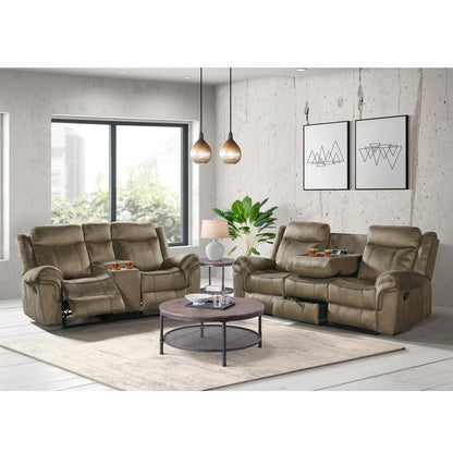 Tasso Motion Loveseat with Console in T101 Brown