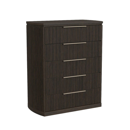 Sylvie King UPH 3PC Bedroom Set with White Fabric in Dark Brown