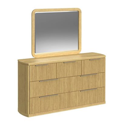 Sutton King UPH 5PC Bedroom Set with White Fabric in Natural