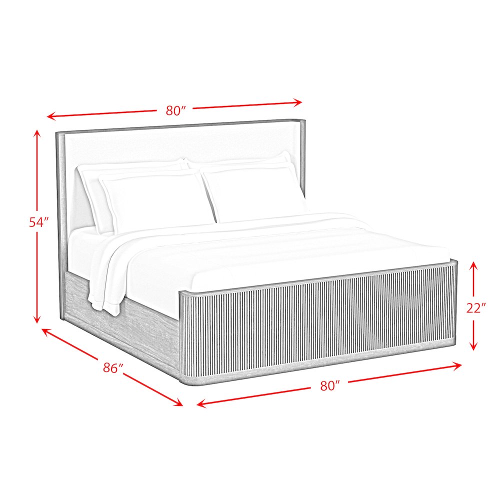Sylvie King UPH Bed with White Fabric in Dark Brown