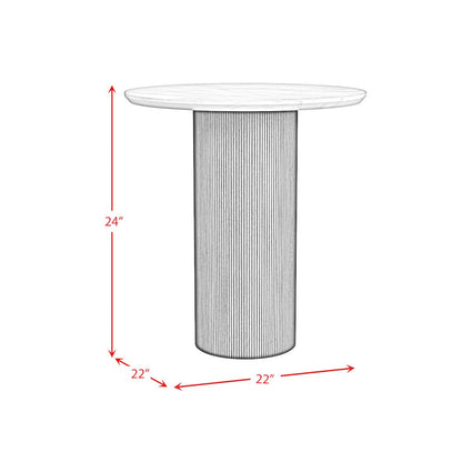 Sutton 3PC Table Set White Faux Marble Base Natural-Coffee Table Two End Tables