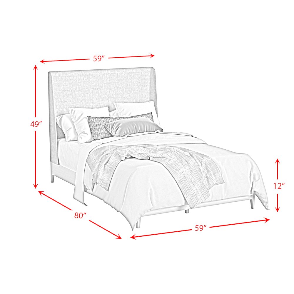 Clare Full UPH Bed with Grey Fabric in Almond