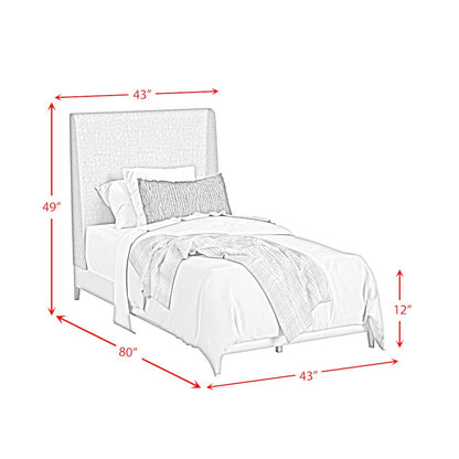 Clare Twin UPH Bed with Grey Fabric in Almond