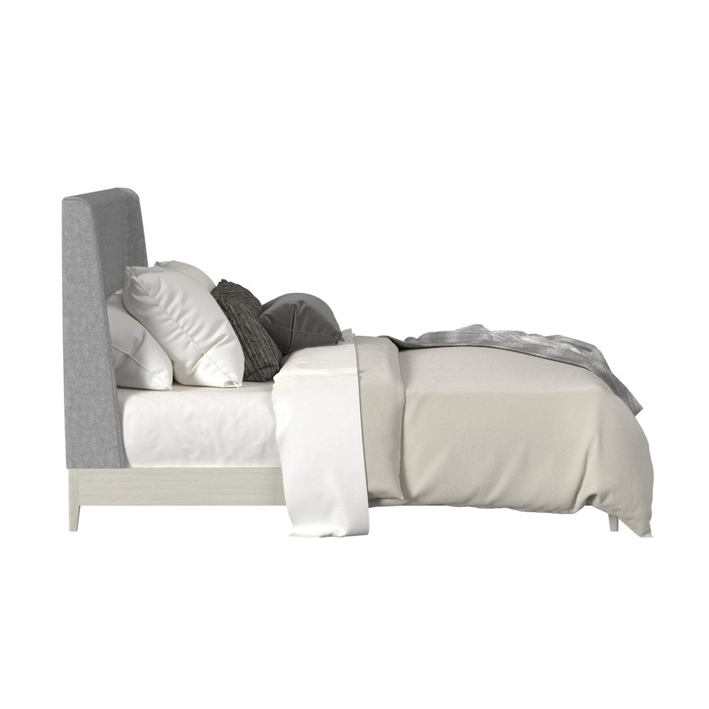Clare King UPH Bed with Grey Fabric in Almond