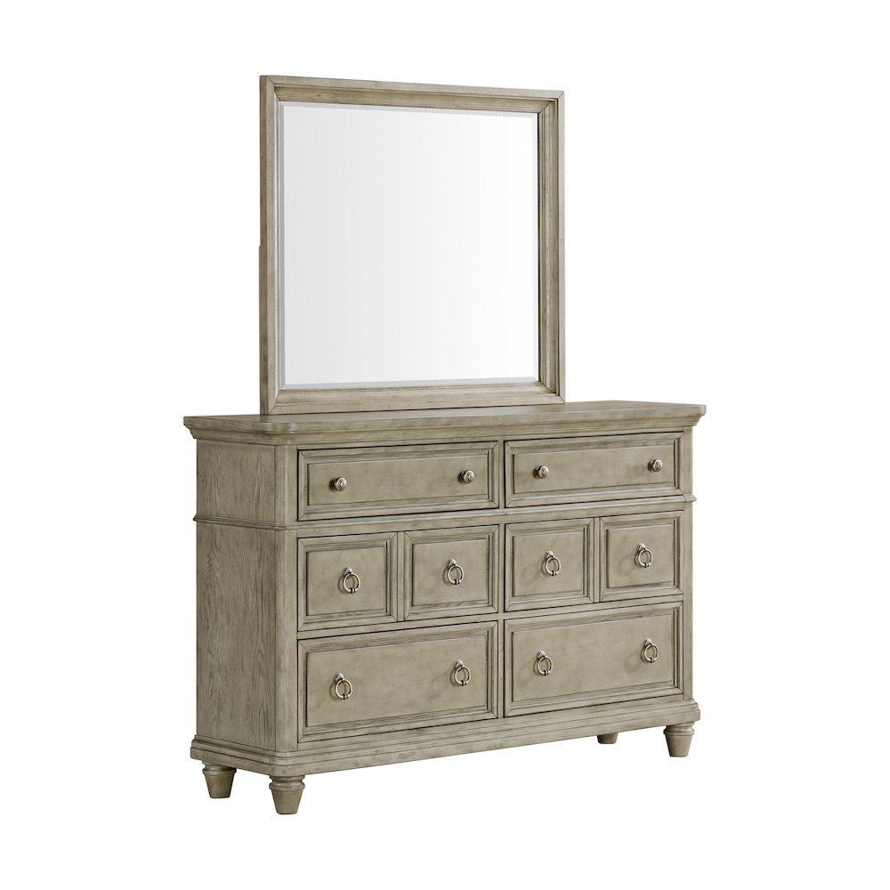 Emiko King Panel 5PC Bedroom Set with Door Chest in Light Grey