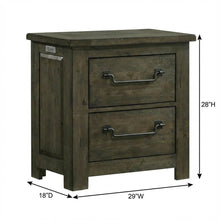 Gray Nightstand, Usb Port Featuring Farmhouse Style, Finger Joint Construction