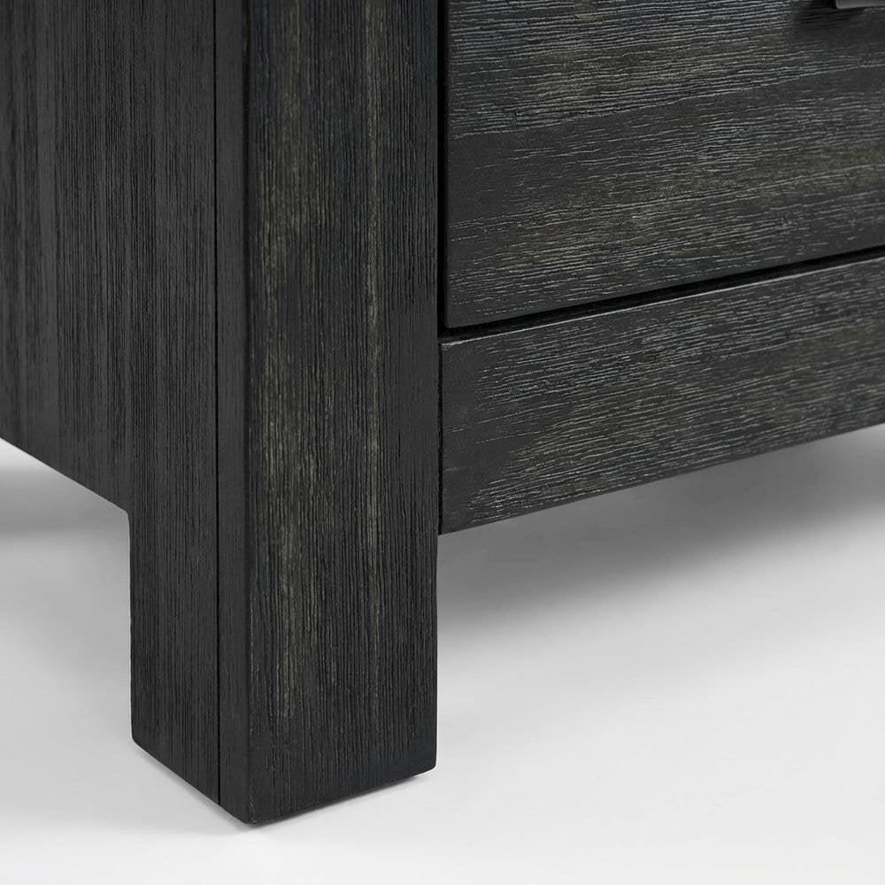 Black Modern Nightstand with 2 Drawers and Sleek Finish