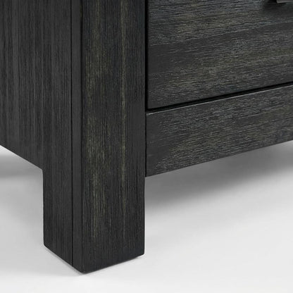 Black Modern Nightstand with 2 Drawers and Sleek Finish