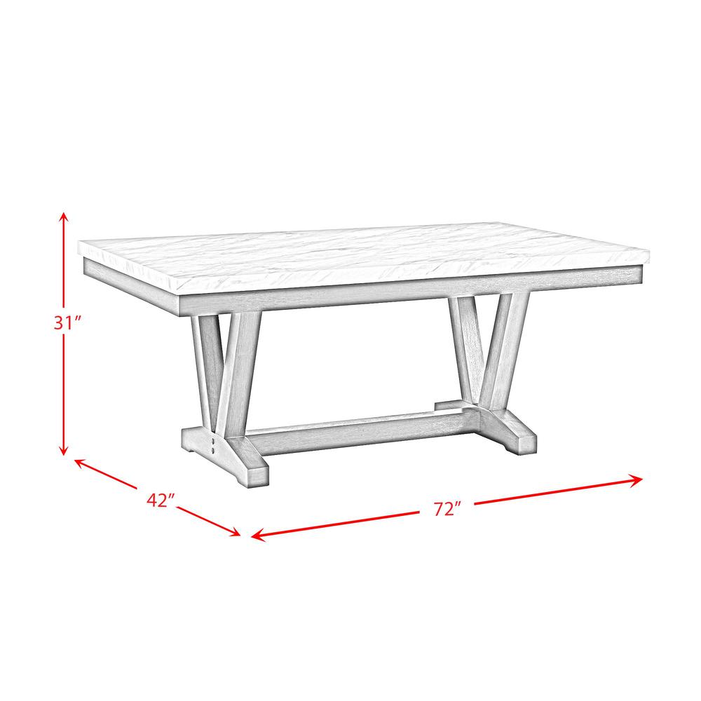 Eve Dining Table w/ White Faux Marble Top in Charcoal