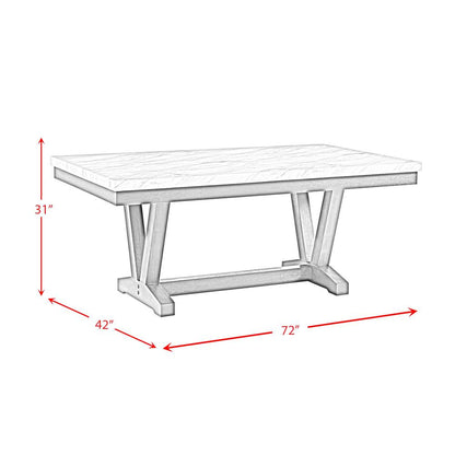 Eve Dining Table w/ White Faux Marble Top in Charcoal