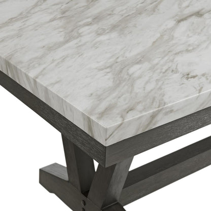 Eve Dining Table w/ White Faux Marble Top in Charcoal