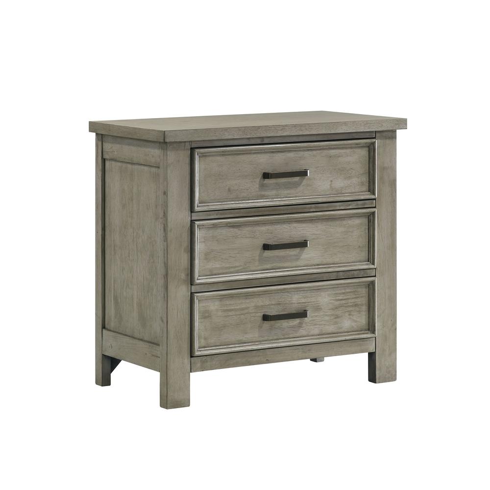 Damen 3-Drawer Nightstand in Drift Grey