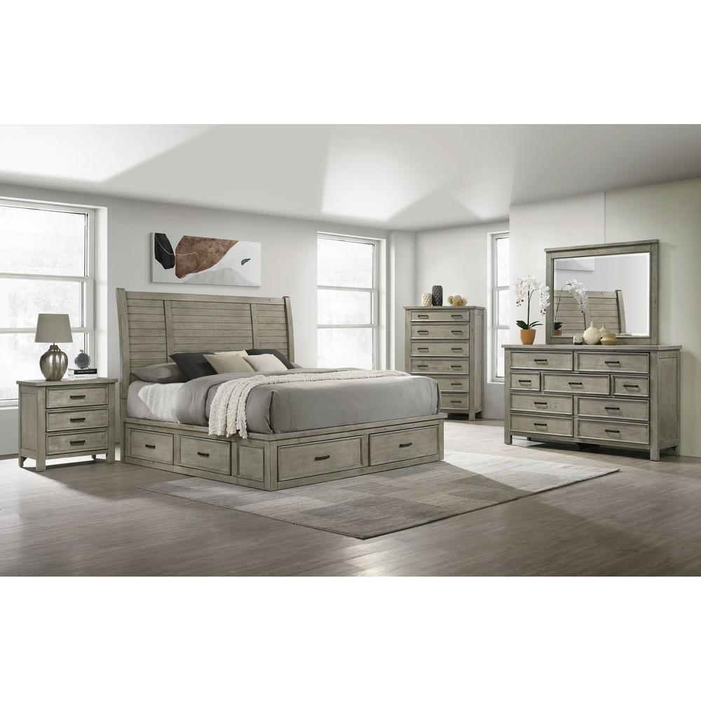 Damen Queen Storage 5PC Bedroom Set in Drift Grey
