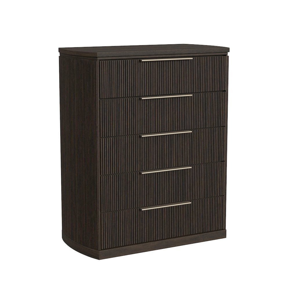 Sylvie King UPH 3PC Bedroom Set with White Fabric in Dark Brown