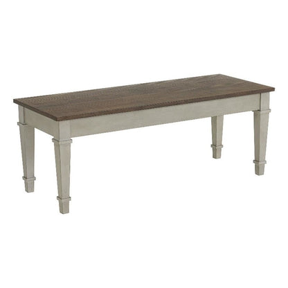 Bloomfield Storage Dining Bench in Medium Brown and Washed Stone