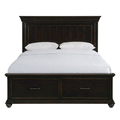 King Platform Storage Bed with Drawers, Traditional Wood Bed Frame,Black