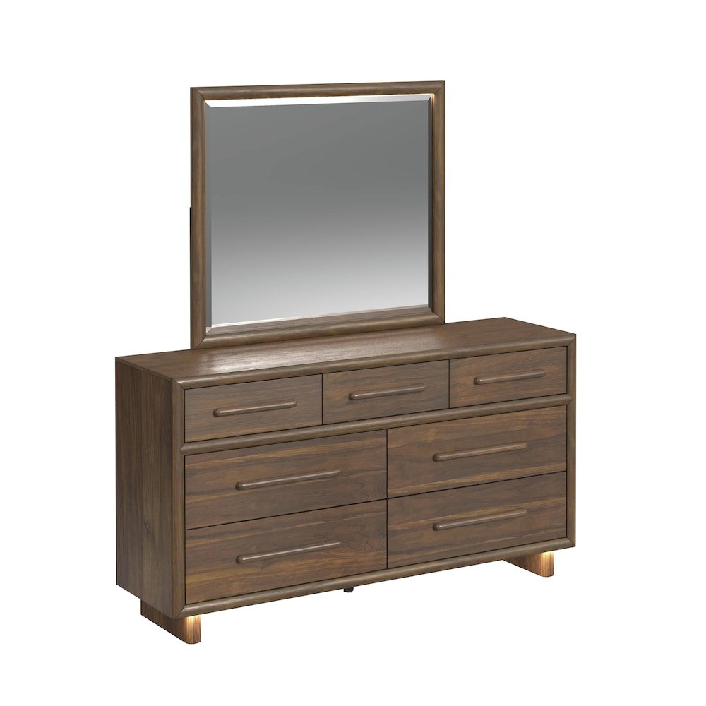 Perth Dresser and Mirror Set with LED in Brown
