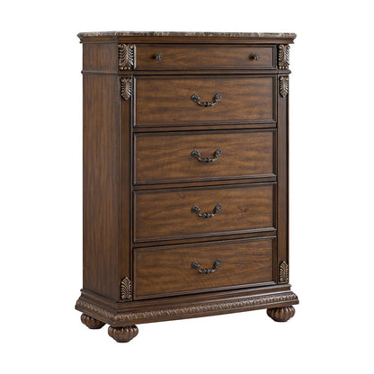 Concerto Queen UPH 5PC Bedroom Set with Black PU in Brown