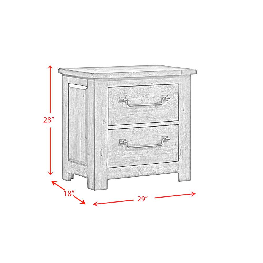 Memphis 2-Drawer Nightstand with USB in Grey