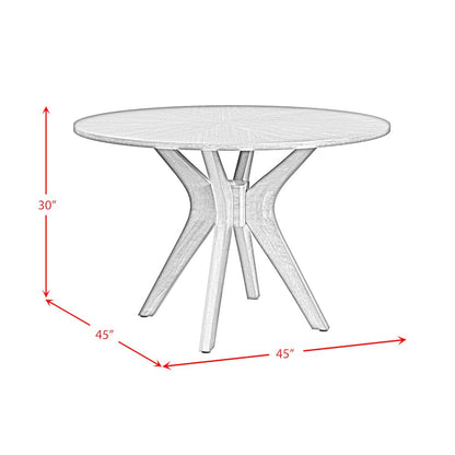 Veronica 5PC Dining Set in Walnut-Round Table and Four Dark Grey Fabric Chairs