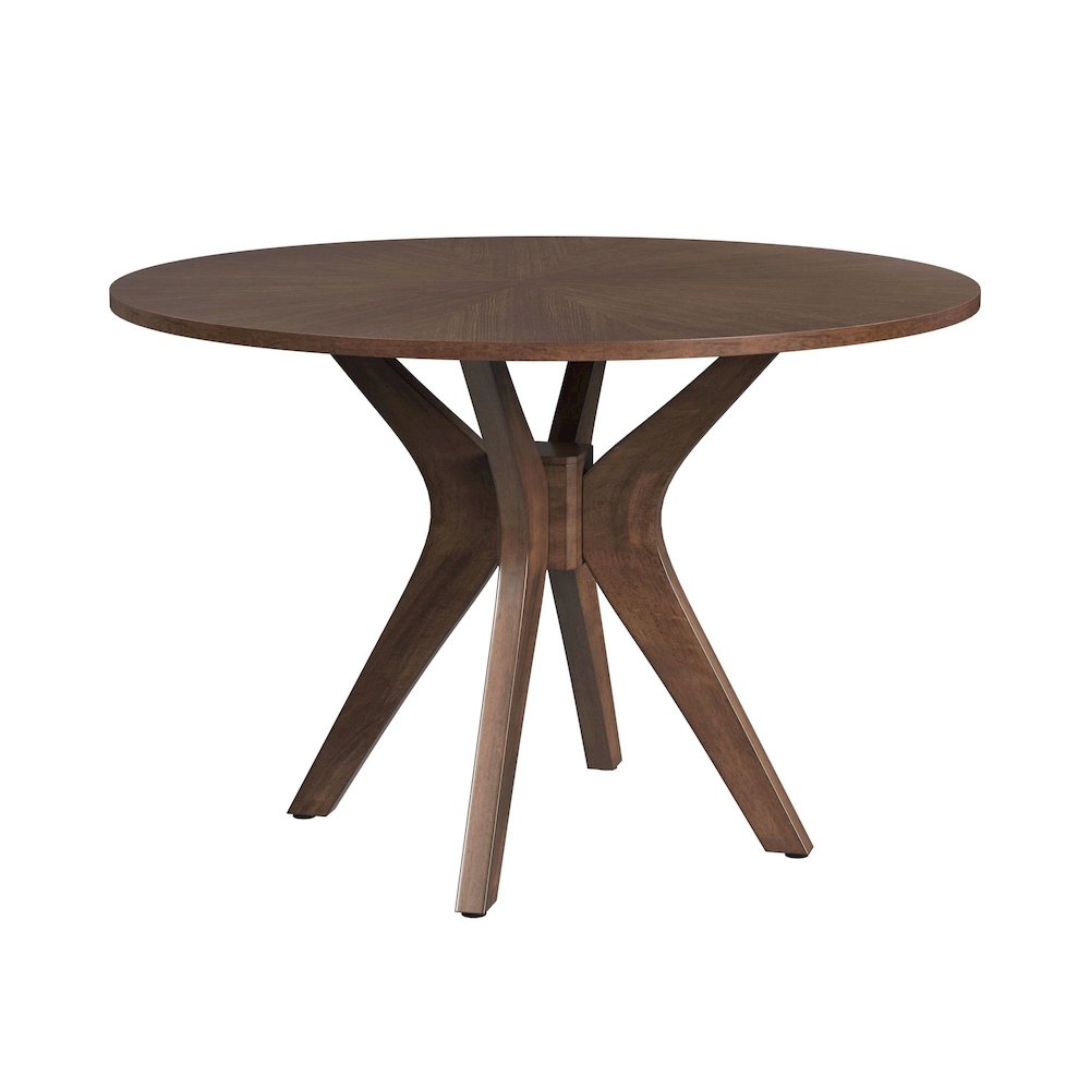 Veronica 5PC Dining Set in Walnut-Round Table and Four Dark Grey Fabric Chairs