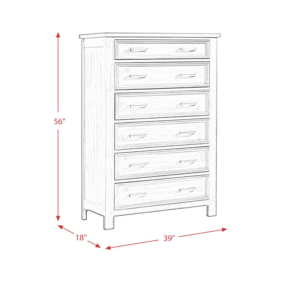 Damen 6-Drawer Chest in Drift Grey