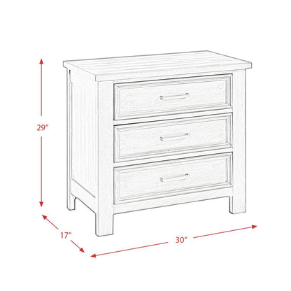 Damen 3-Drawer Nightstand in Drift Grey