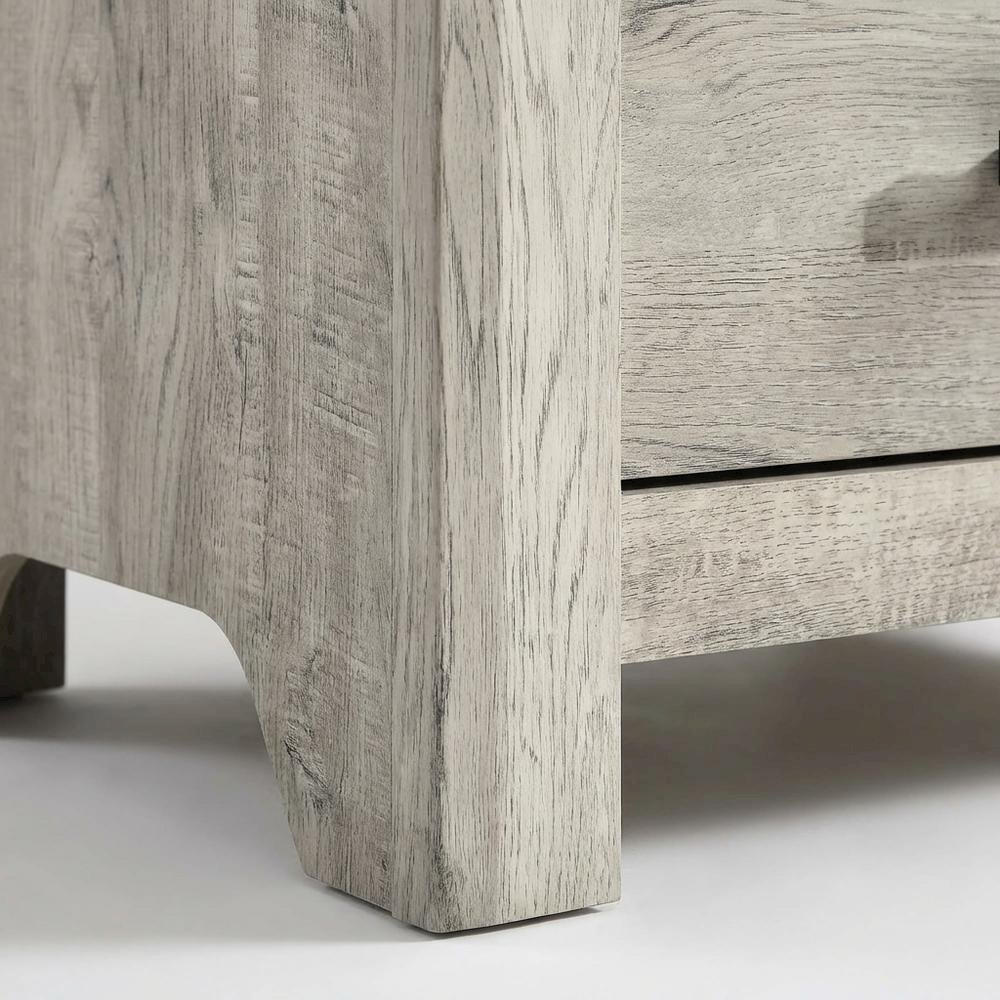 White 2-Drawer Nightstand with French Dovetail Construction, Transitional Style
