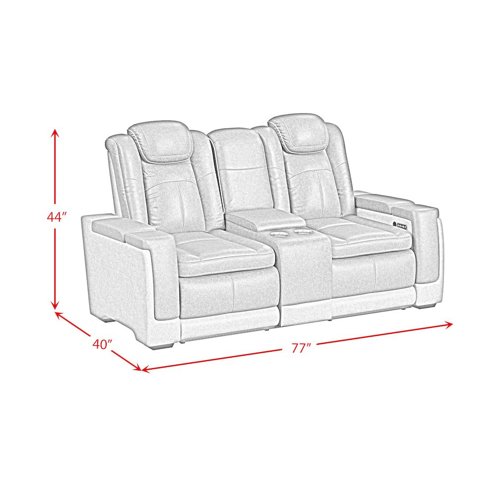 Power Motion Loveseat with Power Headrest, Led, and Console in Rocky Grey/Brown