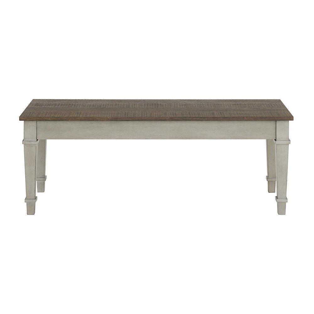 Bloomfield Storage Dining Bench in Medium Brown and Washed Stone