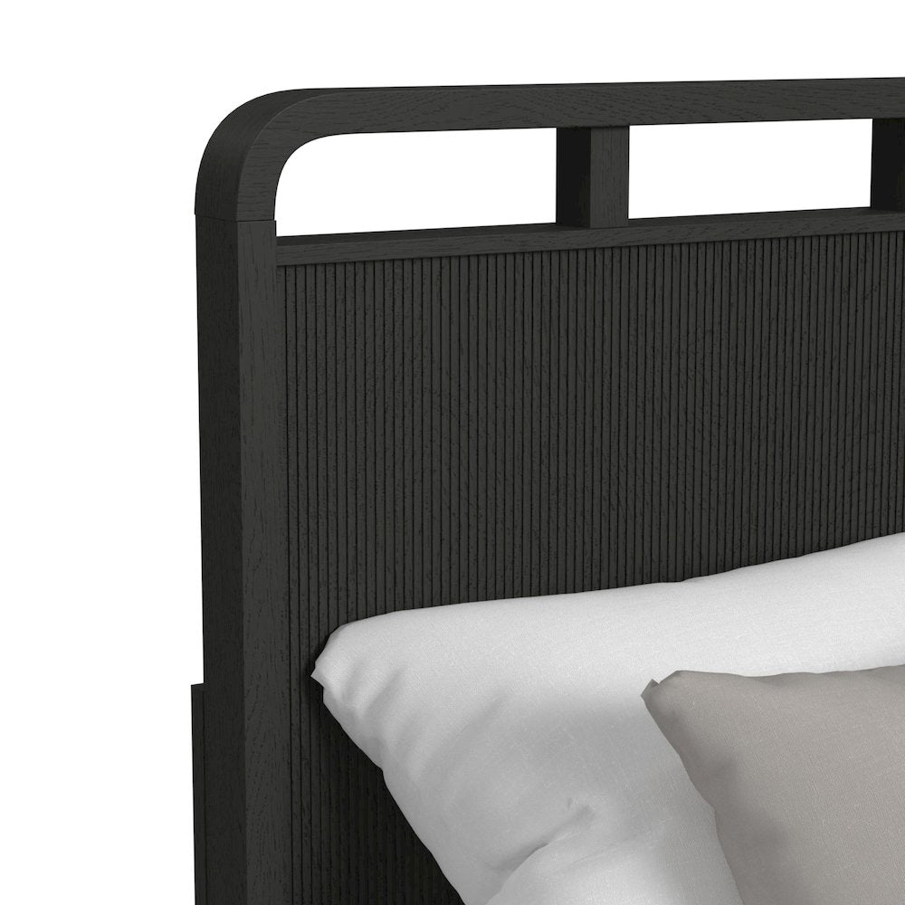 Ridgemont King Storage Bed in Black with Grain