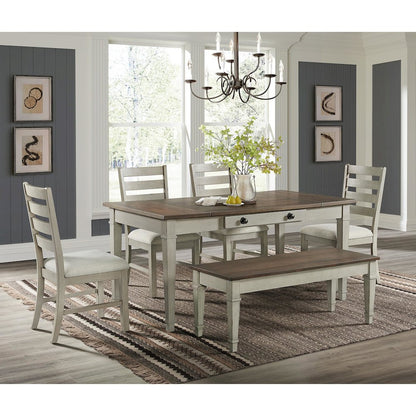 Bloomfield Storage Dining Bench in Medium Brown and Washed Stone