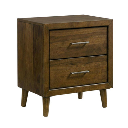 Walnut Nightstand in Mid-Century Modern Style with 2 Drawers