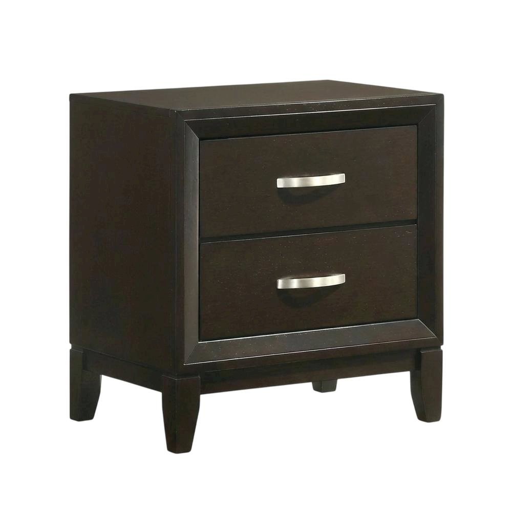 Merlot Nightstand with 2 Drawers and Modern Design
