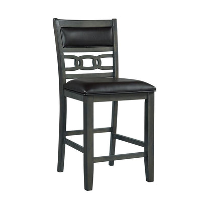 Counter Height 5PC Dining Set-Table and Four Faux Leather Side Chairs in Gray