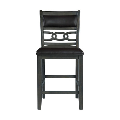 Counter Height 5PC Dining Set-Table and Four Faux Leather Side Chairs in Gray