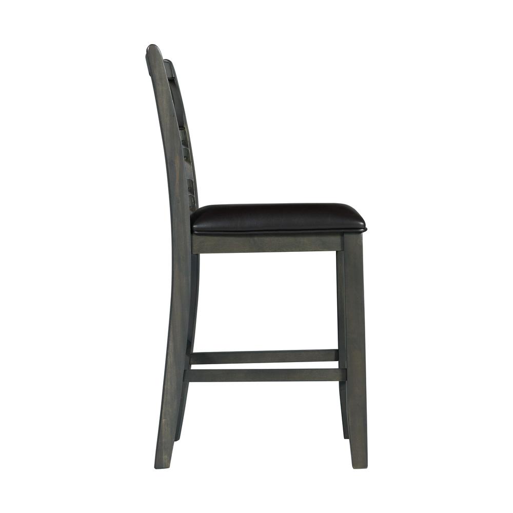 Counter Height 5PC Dining Set-Table and Four Faux Leather Side Chairs in Gray
