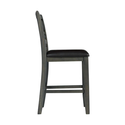 Counter Height 5PC Dining Set-Table and Four Faux Leather Side Chairs in Gray