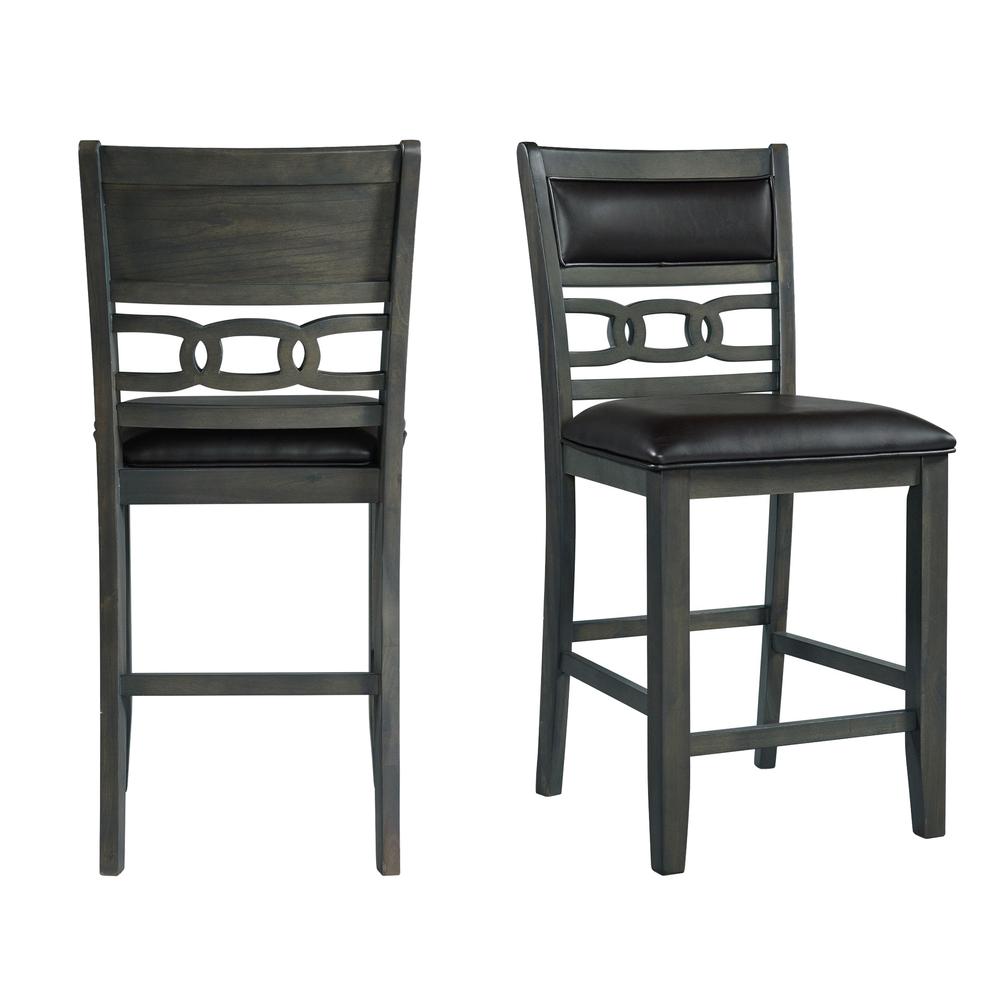 Taylor Counter Height Faux Leather Side Chair Set in Gray