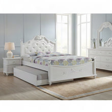 Okume Full Size Platform Bed with Storage Trundle and Headboard, White