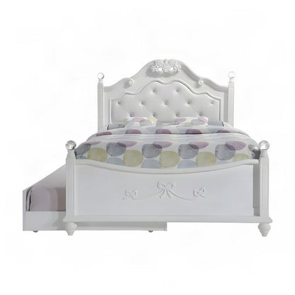 Okume Full Size Platform Bed with Storage Trundle and Headboard, White