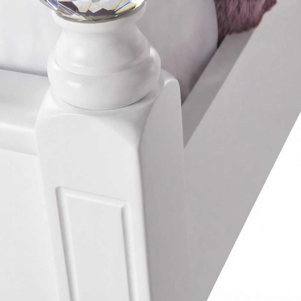 Okume Twin Bed Frame with Headboard, Traditional Platform Bedframe, White